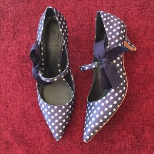 Tory Burch Beverly Low Heel Pump Polka Dot&Bow 8.5